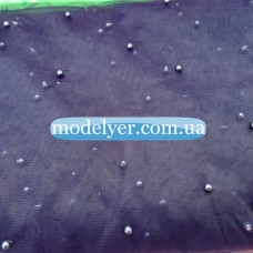 Ткань Сетка с жемчугом (синий)